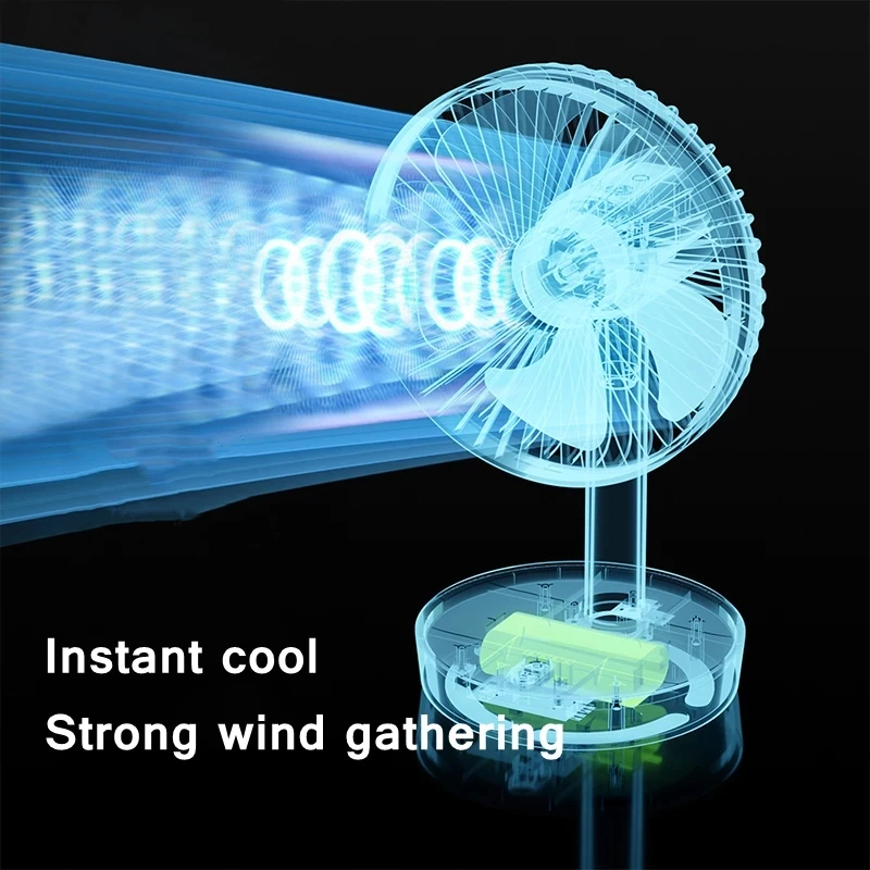 Desktop Rechargeable Fan Small Portable Air Conditioning Appliances Auto Rotation Fan Cooler 3-speed Wind Silent for Home Office