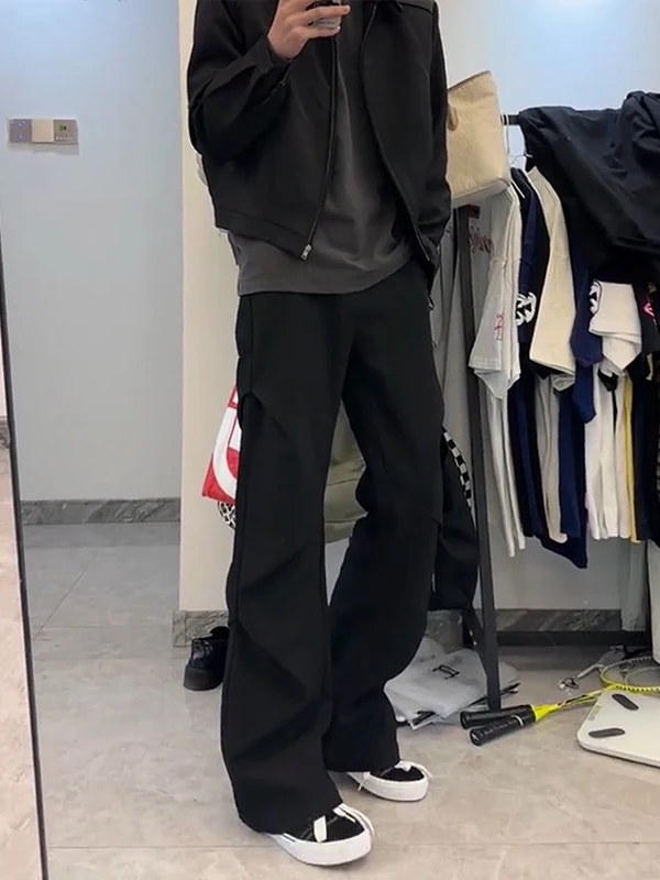 

Мужские осенние плиссированные брюки Cleanfit с широкими штанинами, драпированные, в американском стиле, молодежные, модные, из других материалов 00