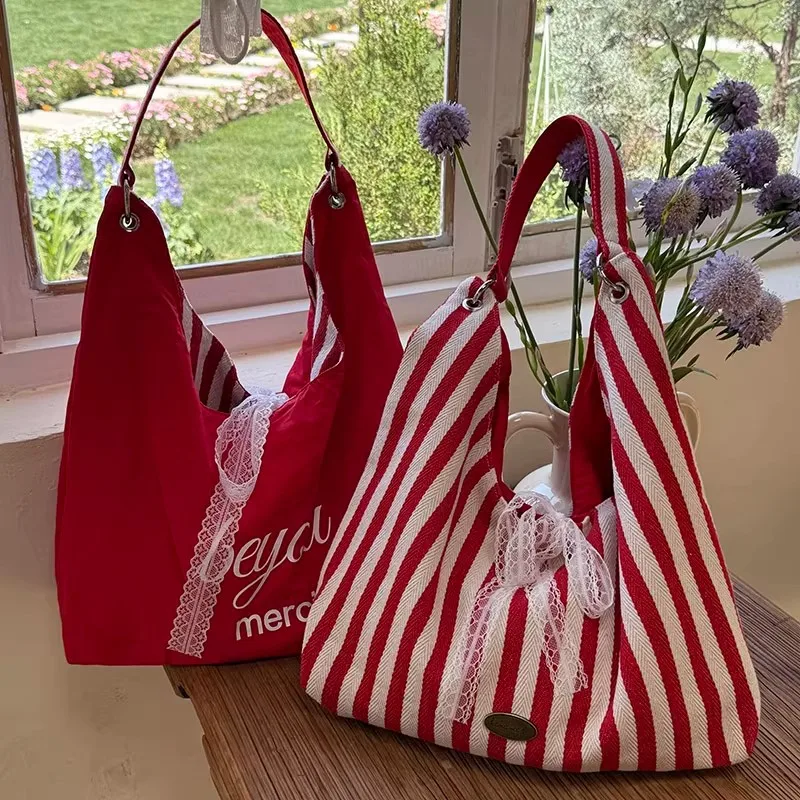 

Женская большая полосатая холщовая сумка-тоут, повседневная простая сумка через плечо в стиле кэжуал, модная сумка для работы, путешествий, пляжа и на каждый день