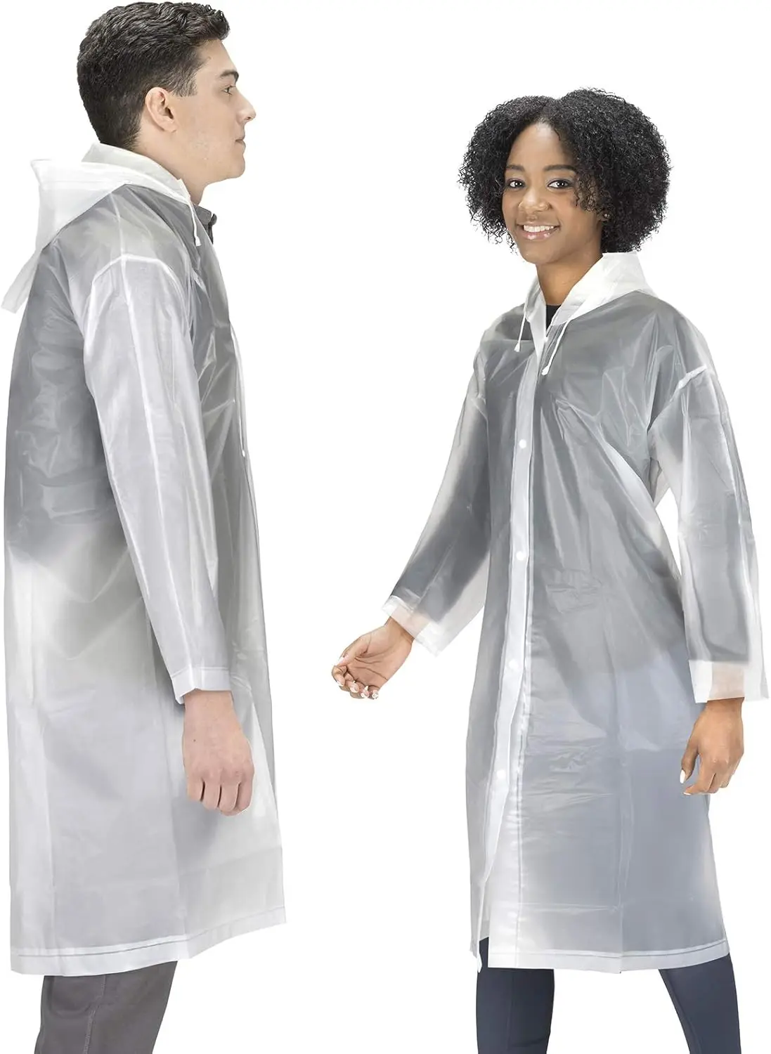 

2 Pack EVA Rain Ponchos, Reusable Waterproof Coats for Women & Men