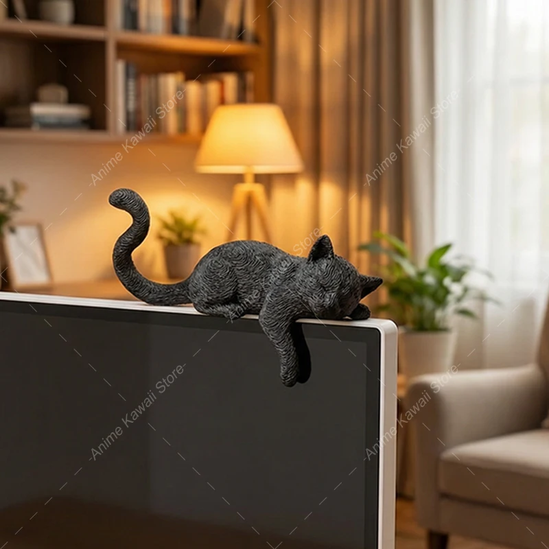 3D Printed Sleeping Cat Statue Figurine Kawaii Cats Car Dashboard Screen Rearview Ornaments Doll Room Decoration Toy