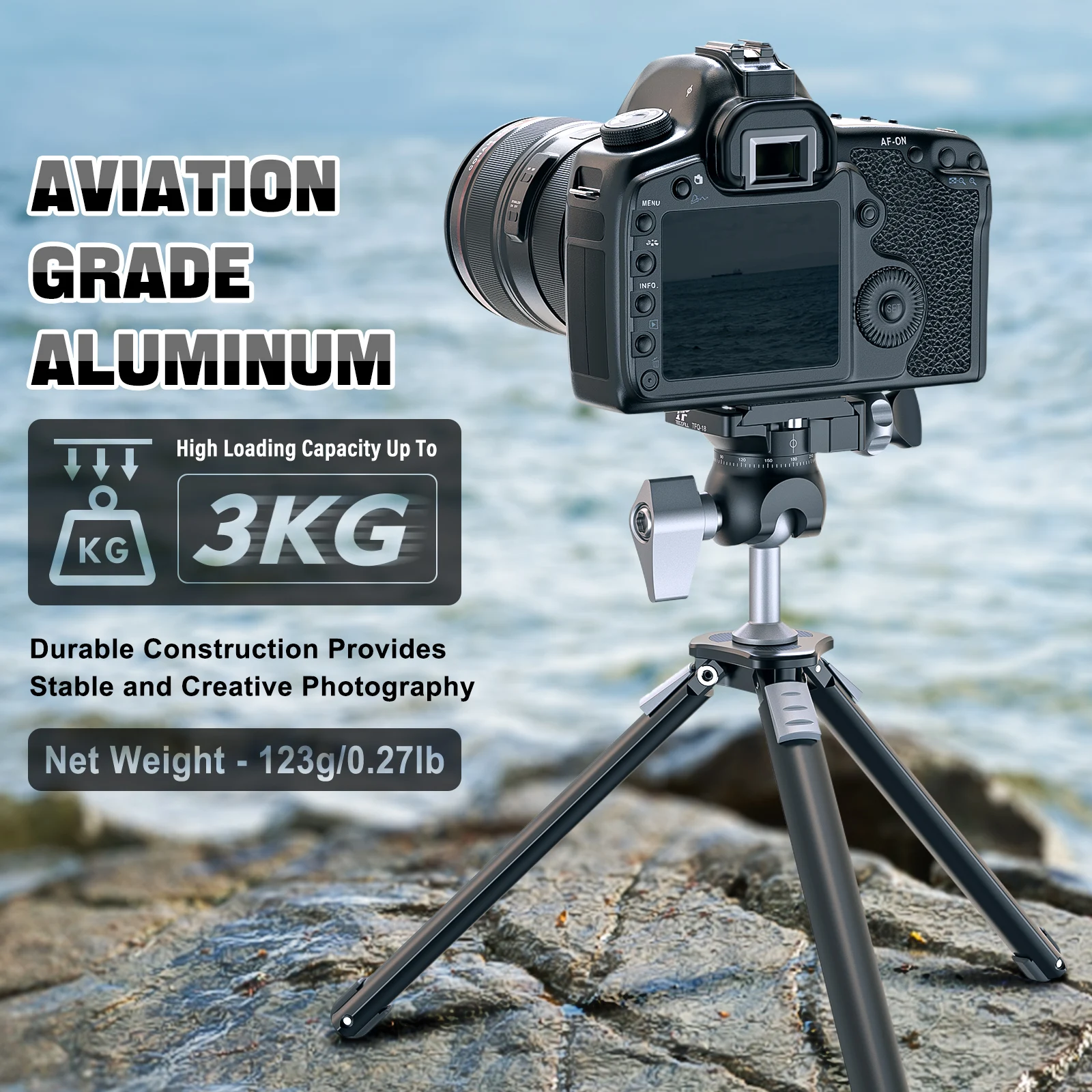 Aluminum Mini Ball Head Tripod Camera Ballhead 1/4 Inch Screw 3KG Load 20mm Ball Diameter for DSLR Phone Monopod