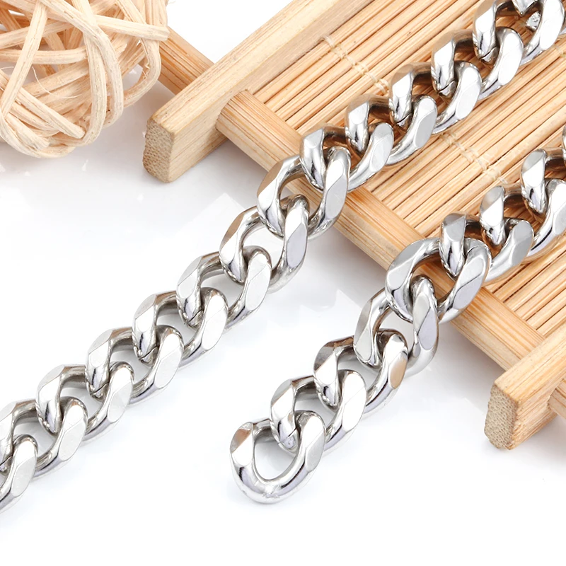 1 M 7.5mm 10.5mm Stainless Steel Hiphop Cuban Side‑polished Chain DIY Necklace Bracelet Anklet Fashion Jewelry MakingSupplies