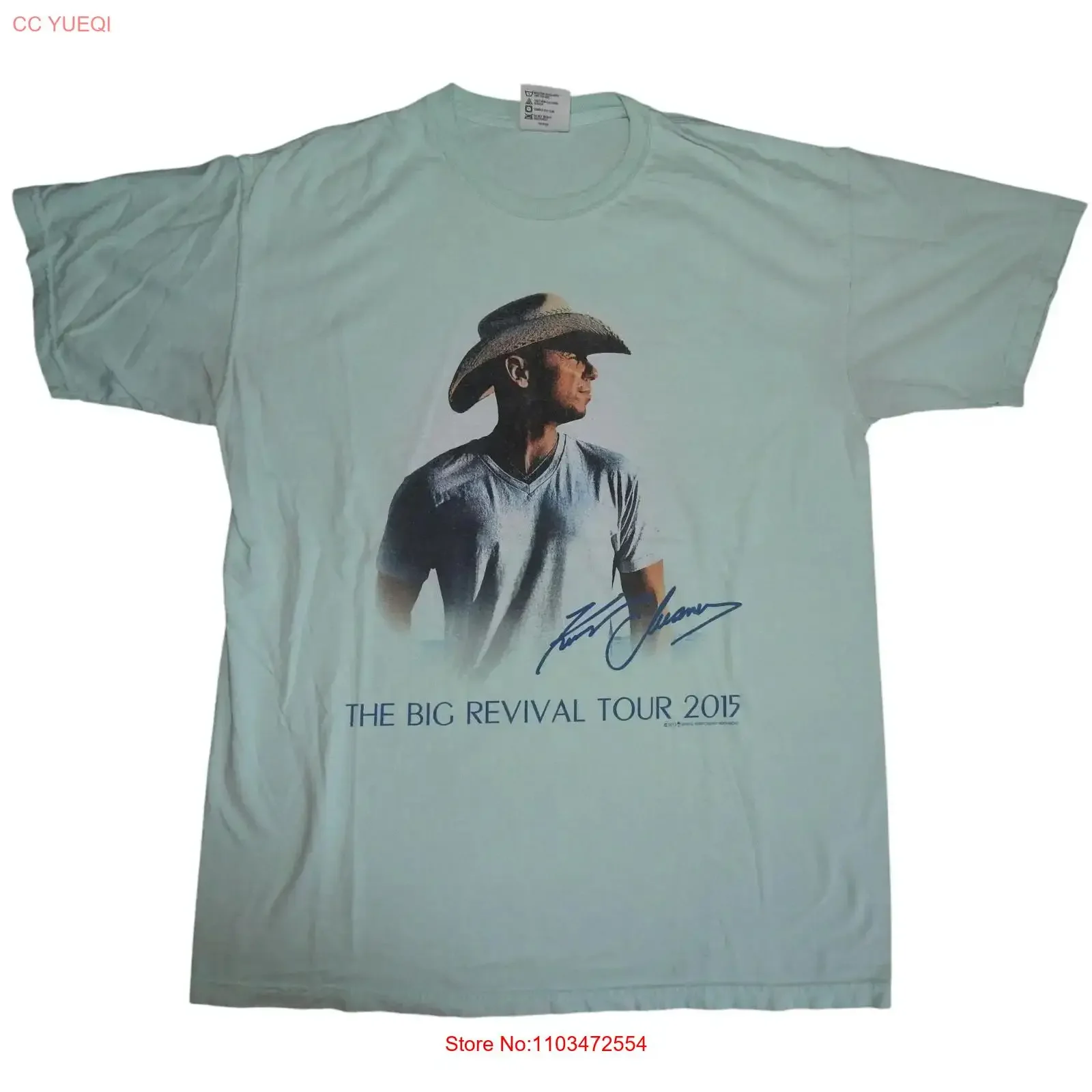 Футболка Kenny Chesney Revival 2015, бирюзовая футболка Country Band, мужская средняя винтажная стираная растянутая унисекс с графикой Футболка Kenny Chesney Revival 2015, бирюзовая футболка Country Band, мужская средняя винтажная стираная растянутая унисекс с графикой