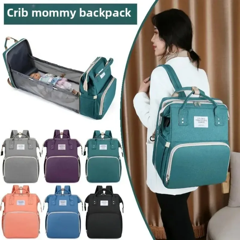 Large Capacity Folding Mommy Bag New Fashion Double Shoulder Baby Carrier Travel Backpack Maternity Bag Foldable Baby Bed