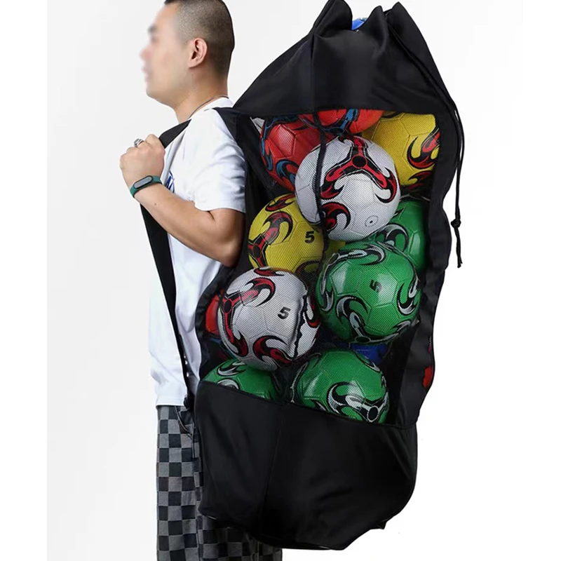 Soccer basketball volleyball bag Single shoulder net bag storage bag Large ball bag Large mesh sports bag with shoulder straps