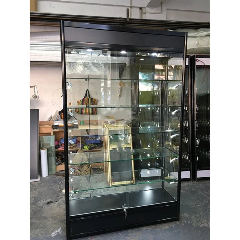 Armário de vidro bloqueável, Vitrine barata com iluminação, Loja de varejo, Personalizado