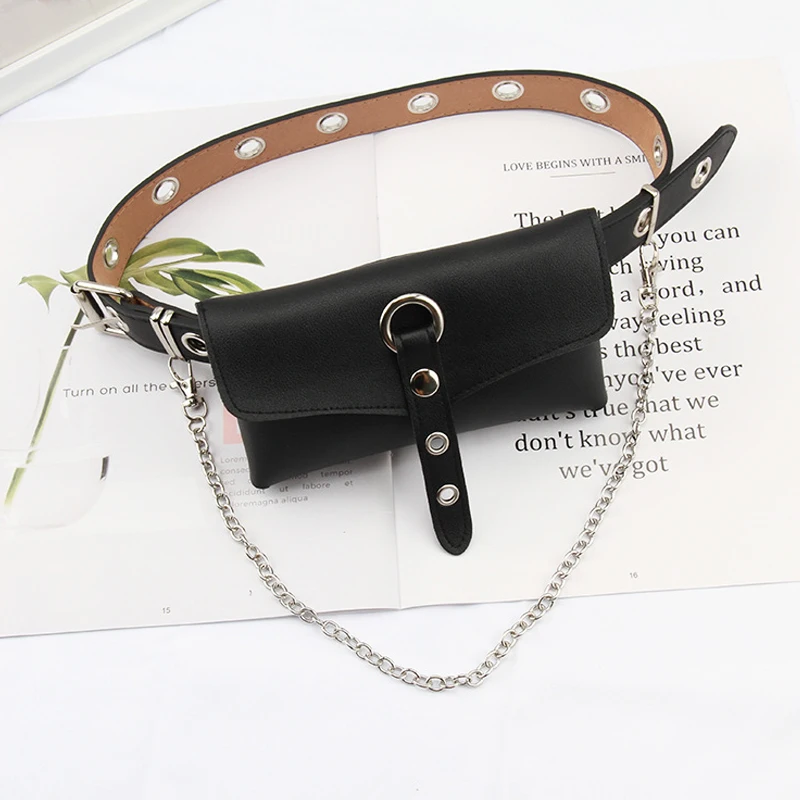 Full hole punk style waist belt JK accessories can hold mobile phone bags chain belts perforated corns large bags pants belts