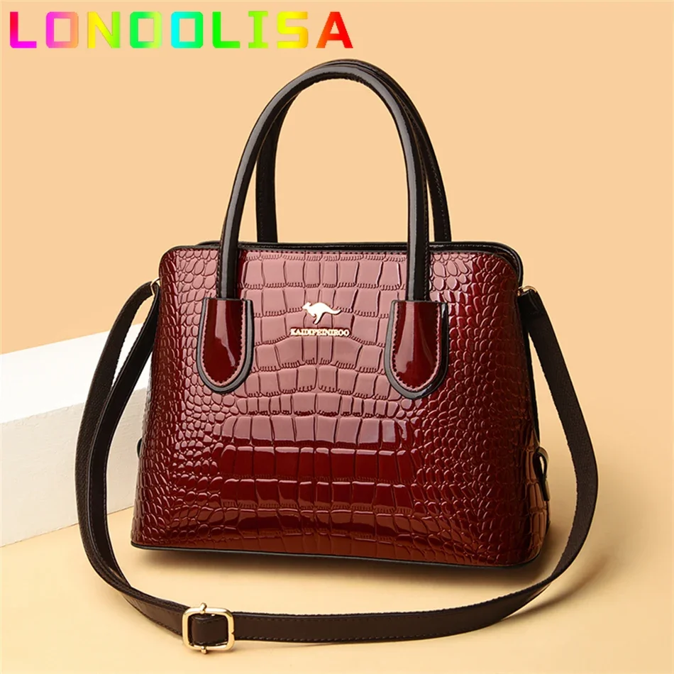 Crocodile Patent Leather Purse and Handbag Luxury Design Bags for Women 2024 New Female Shoulder Crossbody Small Bolsa Feminina