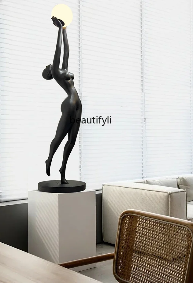 

Humanoid Sculpture Goddess of Hope Living Room Decoration Floor Lamp Designer Creative Character Modeling Art