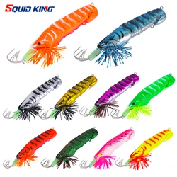 FSDZbucSquid Bait, Hameçon de calmar, Leurres de crevettes en bois, Jigs, Appâts de seiche, Simulation réaliste, Appâts de poulpe en silicone, Pêche