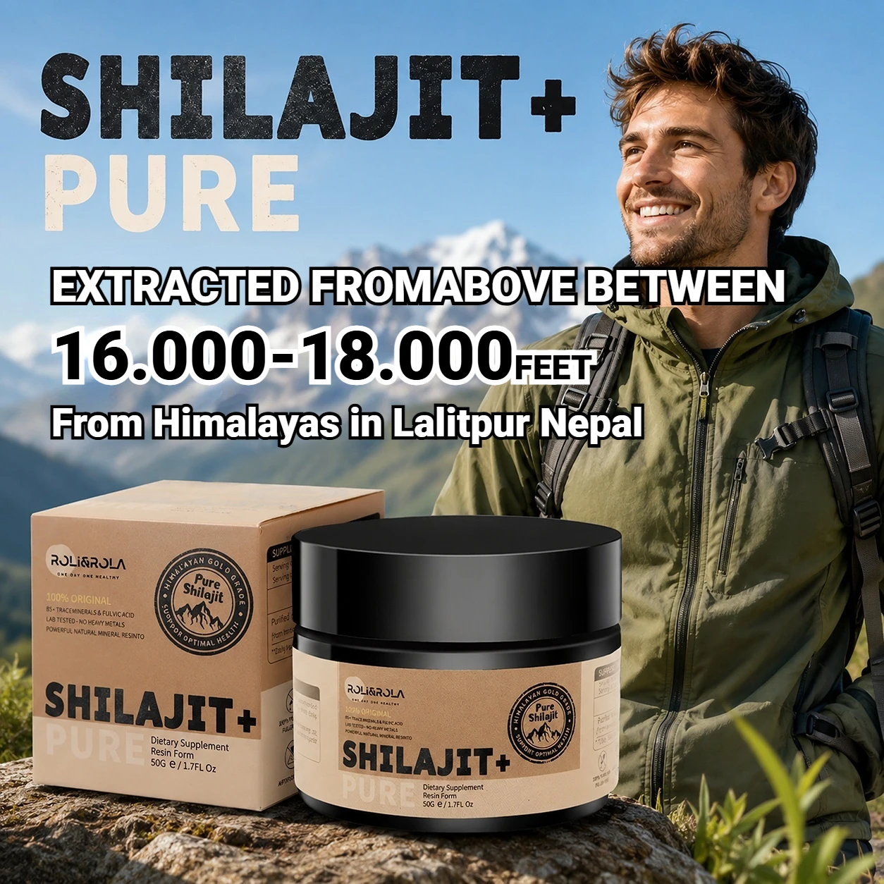 ROLI&ROLA 3/6 Pack *50g Pure Shilajit Resin with 85+Trace Minerals Fulvic Acid Edible Dietary Supplement for Men and Women
