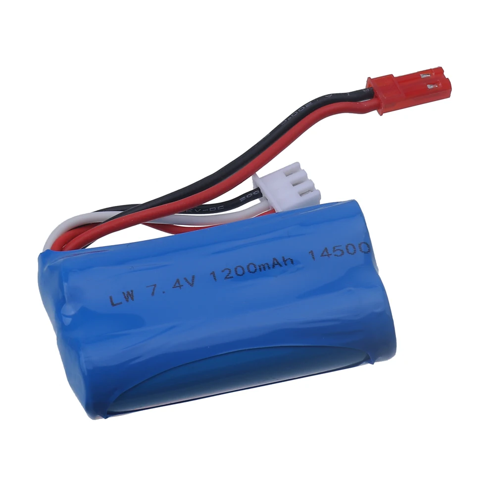 (Steker JST) 7.4V 1200mAh 14500 baterai 7.4V pengisi daya untuk model mainan listrik pesawat RC helikopter mobil RC CR mainan perahu aksesoris