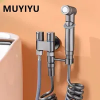 Handheld Bidet Sprayer Toilet Bidet Toilet Sprayer Set Spray Water Bathroom Shower Double Outlet Angle Valve Toilet Accessories