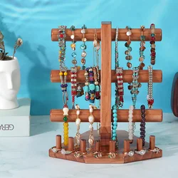 3-layer Jewelry Display Stand Necklace Organizer Wood Ring Storage Rack Retail Bracelet Shelf Shop Home Decoration