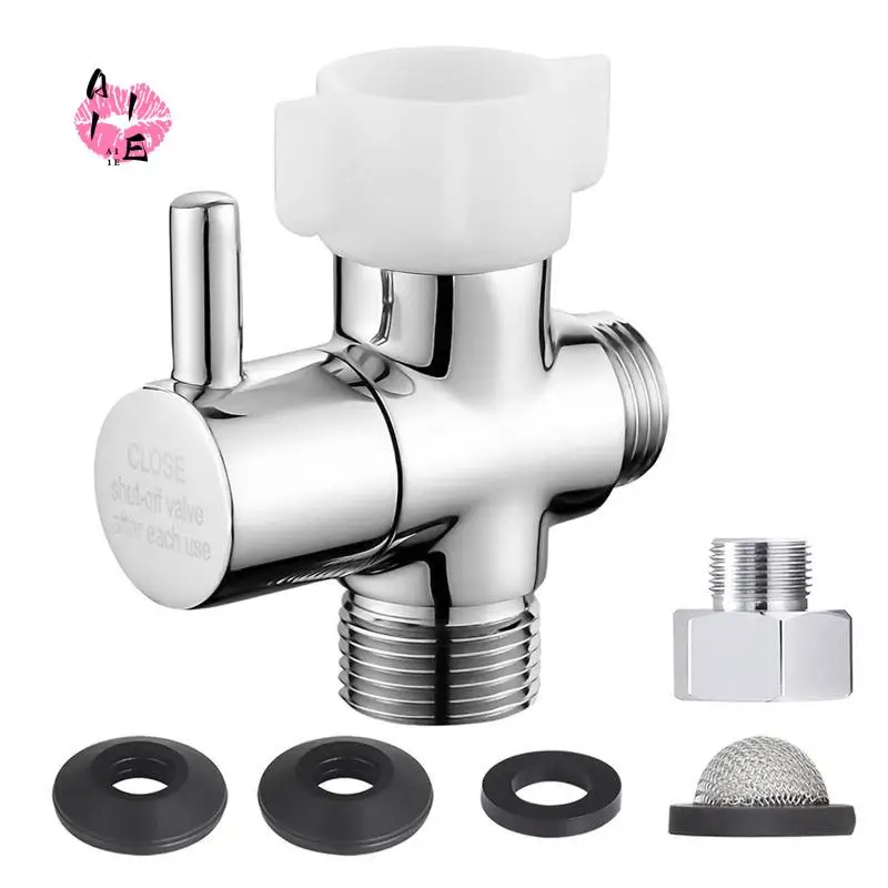 A11E-T Adapter With Shut Off Valve, Metal T Valve For Bidet 7/8In X 7/8In X 1/2In Or 3/8In, Tee Connector Bidet Attachment
