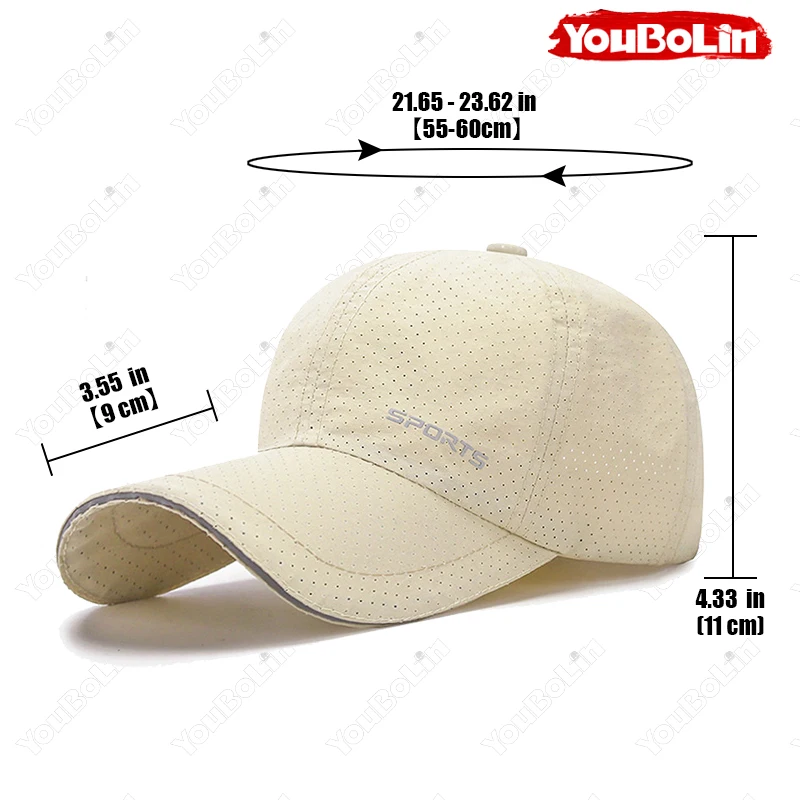 Quick-Drying Mesh Extended Brim and Reflective Strip Baseball Cap,Lightweight Breathable Sun-Shielding Peaked Caps,Trucker Hat
