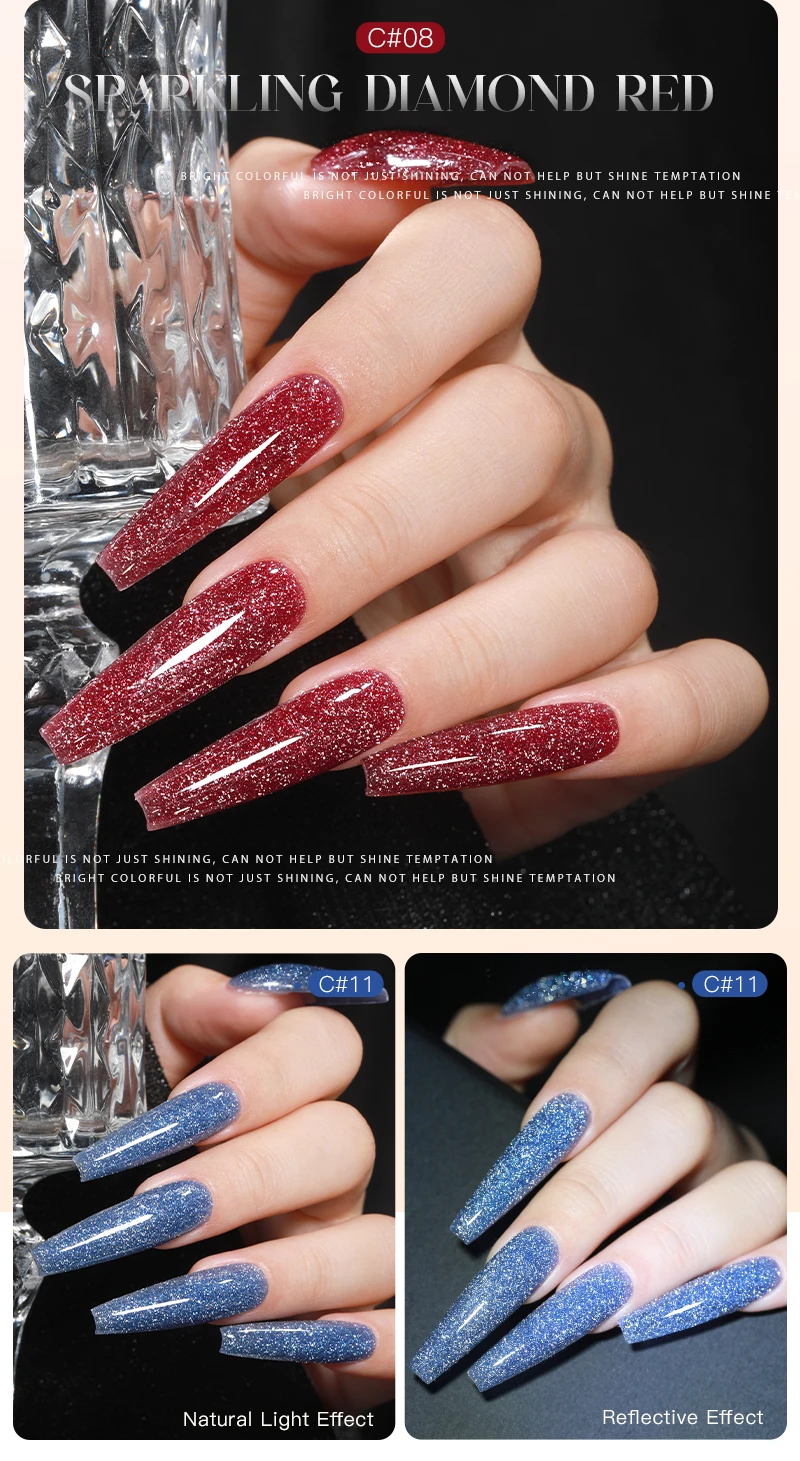 30g Silber Reflektierendes Aufbaugel für Nägel Funkelnder Glitzer Roter Nagelverlängerungslack Semi-Permanenter Gel-Lack – Detail 13