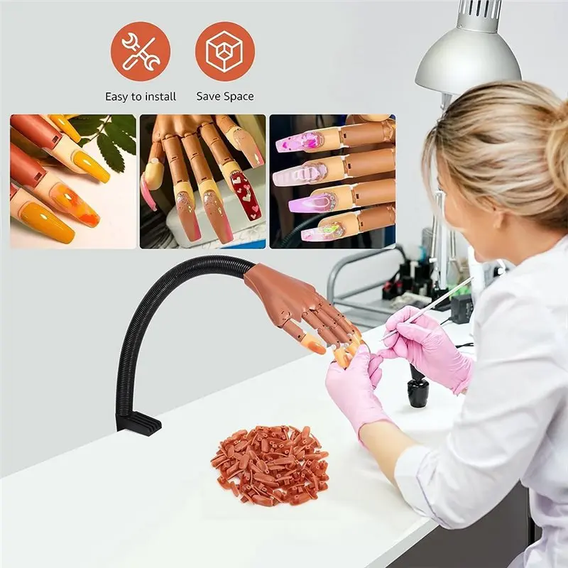 NEW HOT In Stock-Flexible Practice Hand For Nails, Nail Tips Adjustable Training Hand Nail Art Tools False Fingers For Nails,Nai