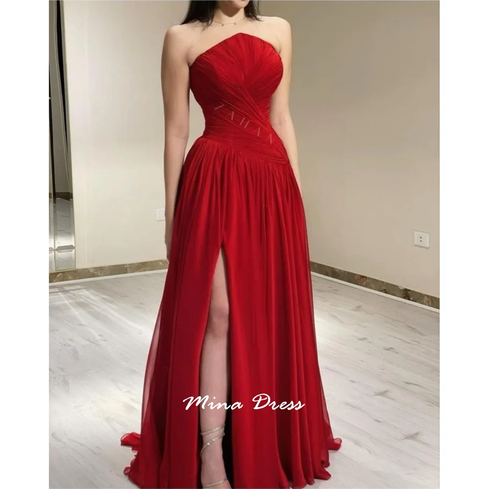 

Mina Customized Long Dresses 2025 Woman Luxury Dinner Slit Prom Dress Sleeveless Backless Wedding Party Dress Evening Womens