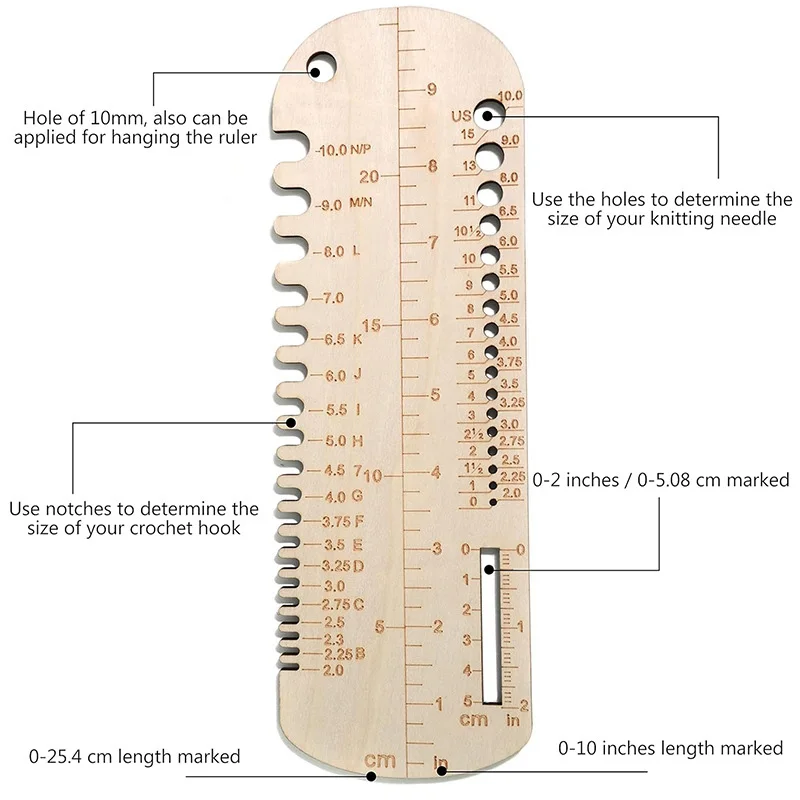 YOMDID 1PC Wood Sock Ruler Knitting Crochet Measuring Device Handcraft Socks Measuring Board DIY Sock Sewing Knitted Accessories