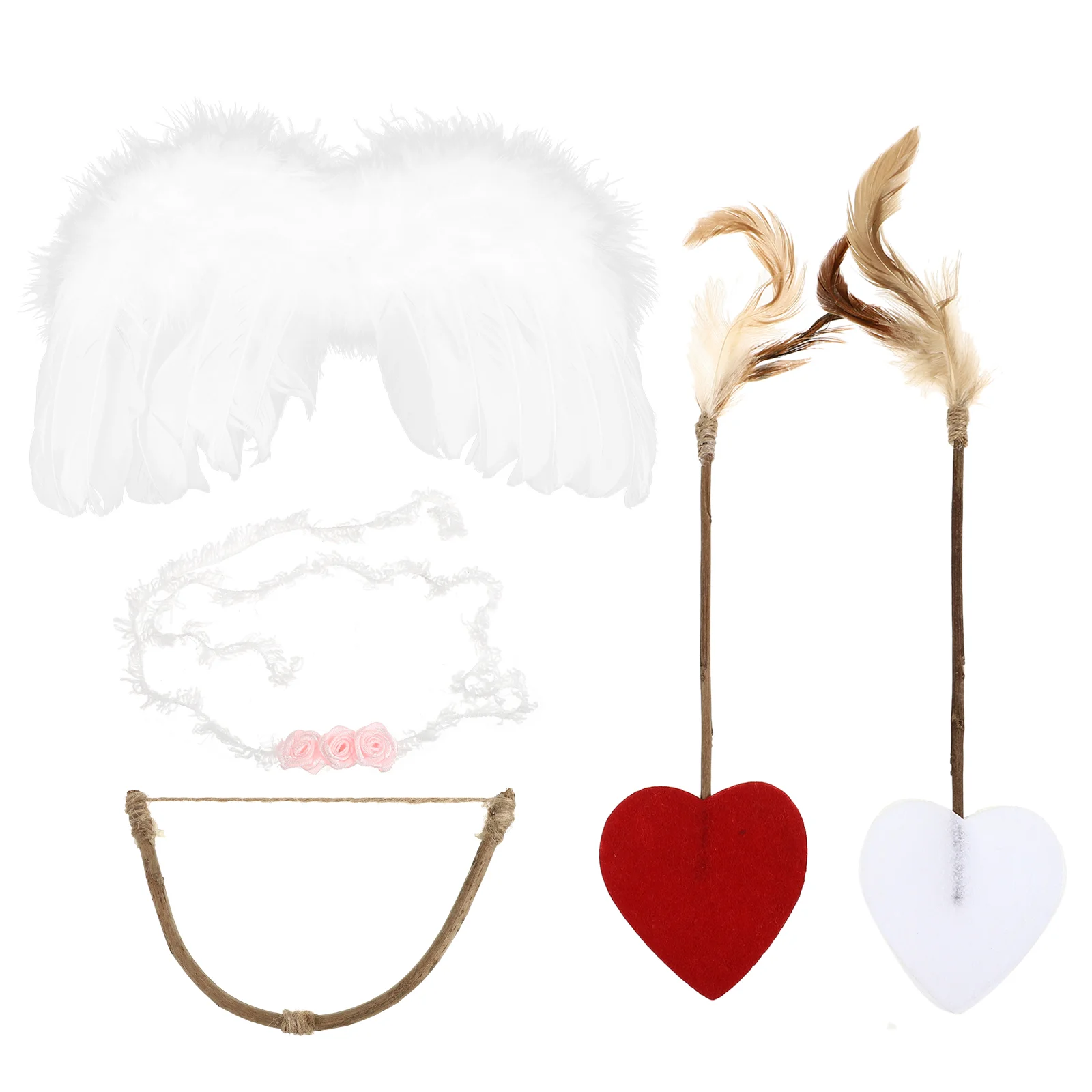 Newborn Baby Presents Cupid Wings Headdress Arrow Bow Cosplay Prop Angel Clothing Set Costumes Headband for Kit Girl