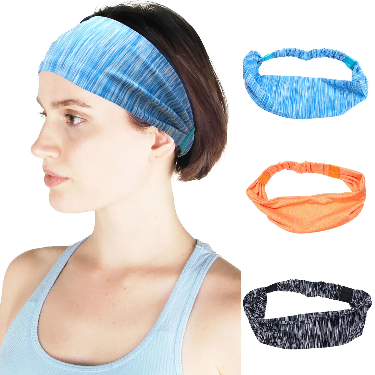 

3Pcs Yoga Elastic Headband Sweat Absorption Sports Hairband Exercise Running Workout Pilates Hair Wrap for Women