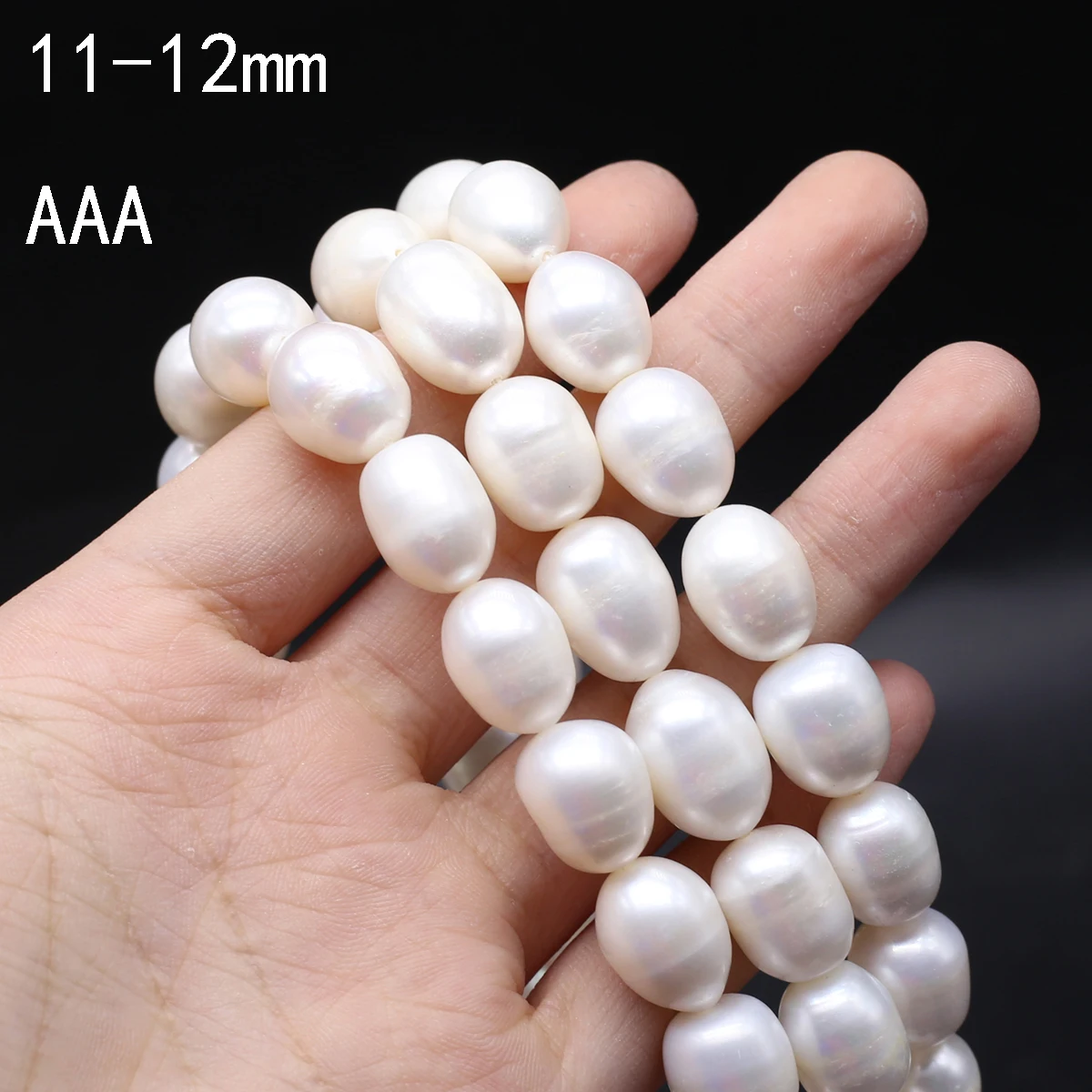 

Natural Freshwater Pearl Beaded AAA 11-12mm Rice Shape Punch Loose Beads for Make Jewelry DIY Bracelet Necklace Accessories