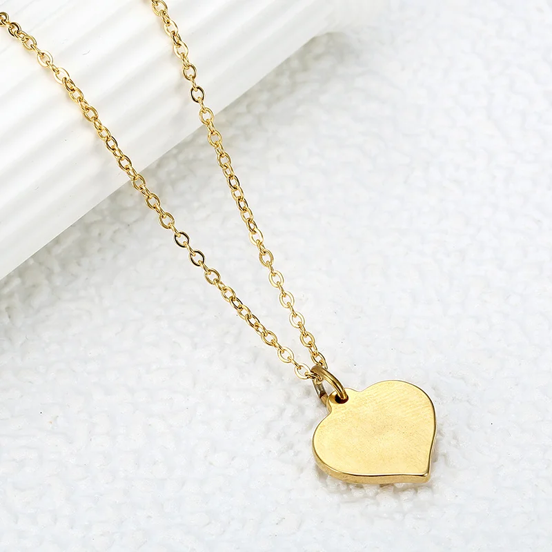 Fashion Concave Convex Heart-shaped Necklace Charming Stainless Steel Gold Clavicle Chain Romantic Party Jewelry Gift