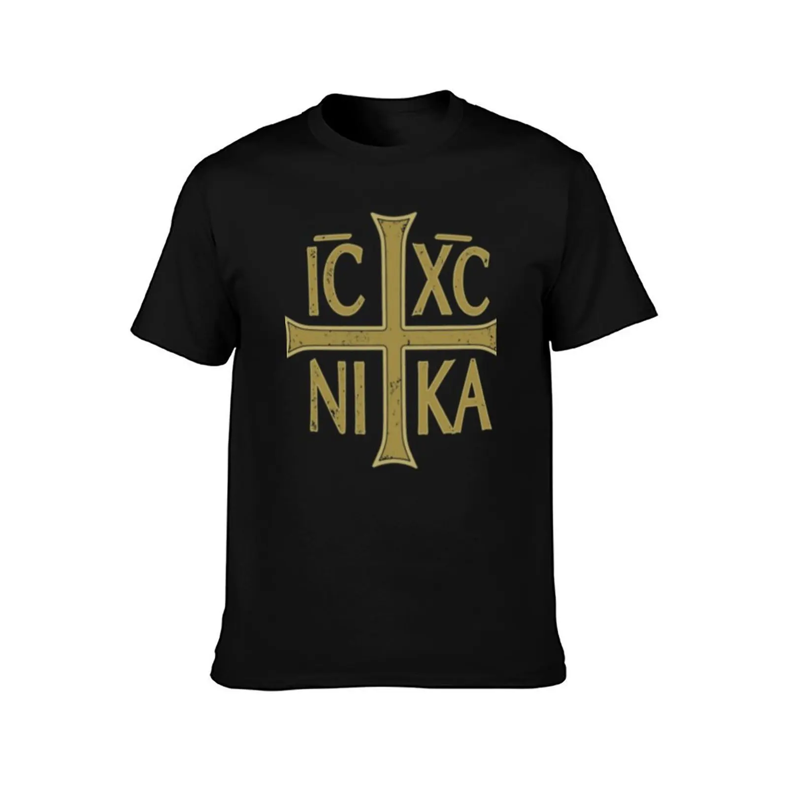 IC XC NIKA Cross Orthodox Eastern Christianity Christogram T-Shirt, Cool Short Sleeve T Shirt, Loose Casual Summer Unisex Top
