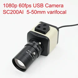 1080P USB Camera 60fps With 5-50mm 2.8-12mm Varifocal CS Lens,1920x1080 HD Webcam, SC200AI ,UVC Compatible Plug And Play