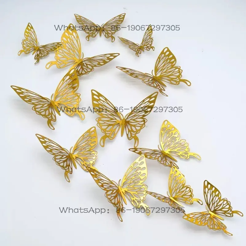 3D Three-dimensional Paper Metal Butterfly Wall Sticker Wedding Festival Home Classroom Culture Wall Decoration