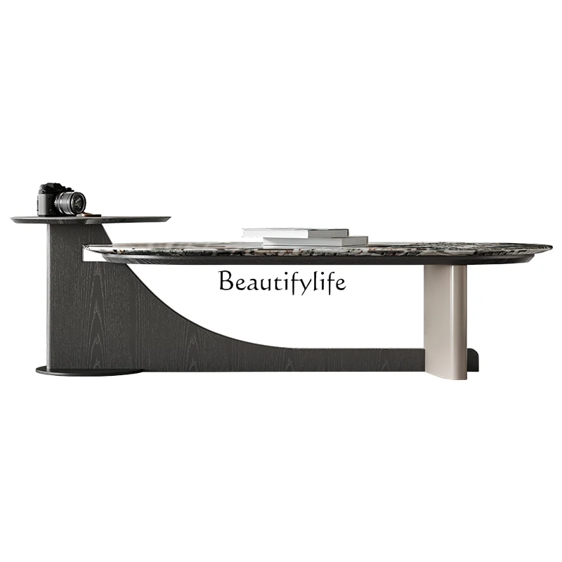 

*Italian minimalist marble coffee table Modern light luxury glass coffee table