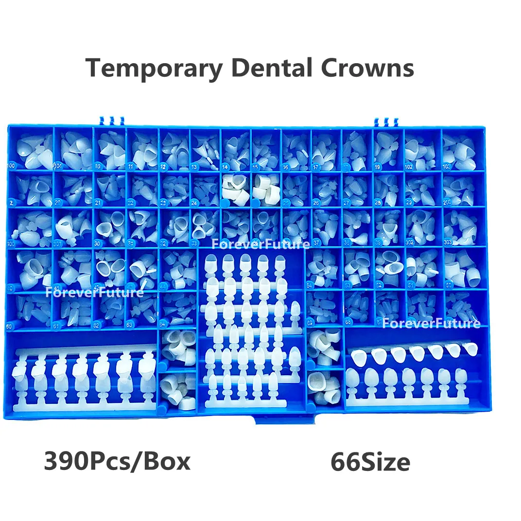 

1Box(390Pcs) New Temporary Dental Crown Box Kit Guides Premolar Molars Anterior