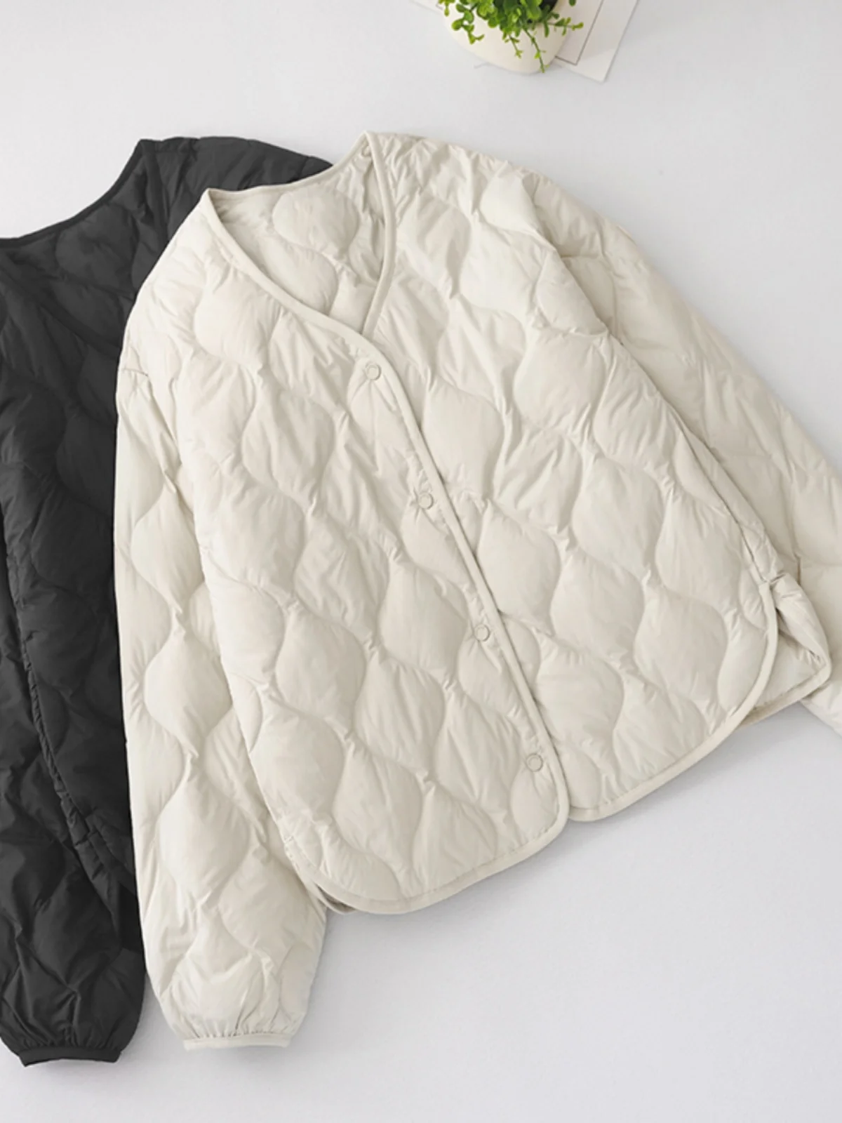 Faionable léger matelassé v-ne vers le bas coton Jaet femmes hiver ample intérieur chaud ort manteau Dr Qing a Po