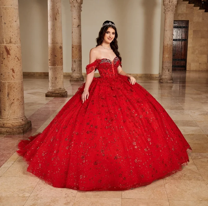 Burgundy Princess Quinceanera Dresses One Shoulder Mexico Cathedral Train Lace Beaded Applique vestidos 15 años quinceañera