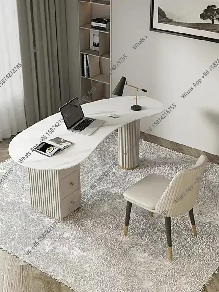 A Light Luxury Rock Slab Irregular Office Computer Desk Designer Desk, Beauty Salon, Medical Consultation Reception X