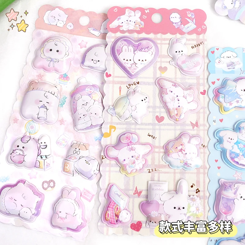 الكرتون جرو الدب الأرنب Kawaii منتفخ ملصقات ثلاثية الأبعاد سكرابوكينغ Diy بها بنفسك مجلة لطيف القرطاسية مذكرات ملصق ألبوم جوائز هدية #3