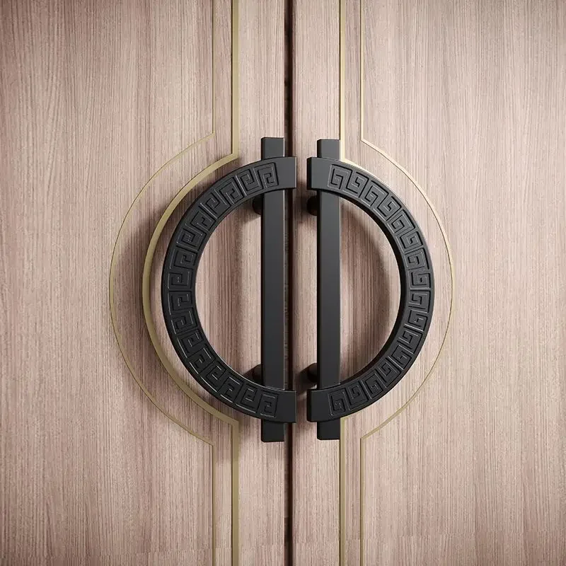 Glass doors, new Chinese-style double door handles, hotel and club private room sliding doors, armrest cabinet door decorations