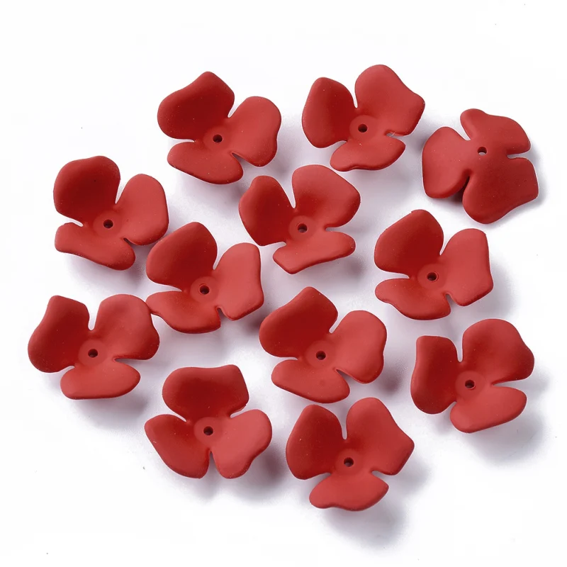 20pcs 3-Petal Spray Painted Acrylic Bead Cap Flower Loose Spacer Bead for Jewelry Making DIY Bracelet Necklace Earring 23x20x7mm