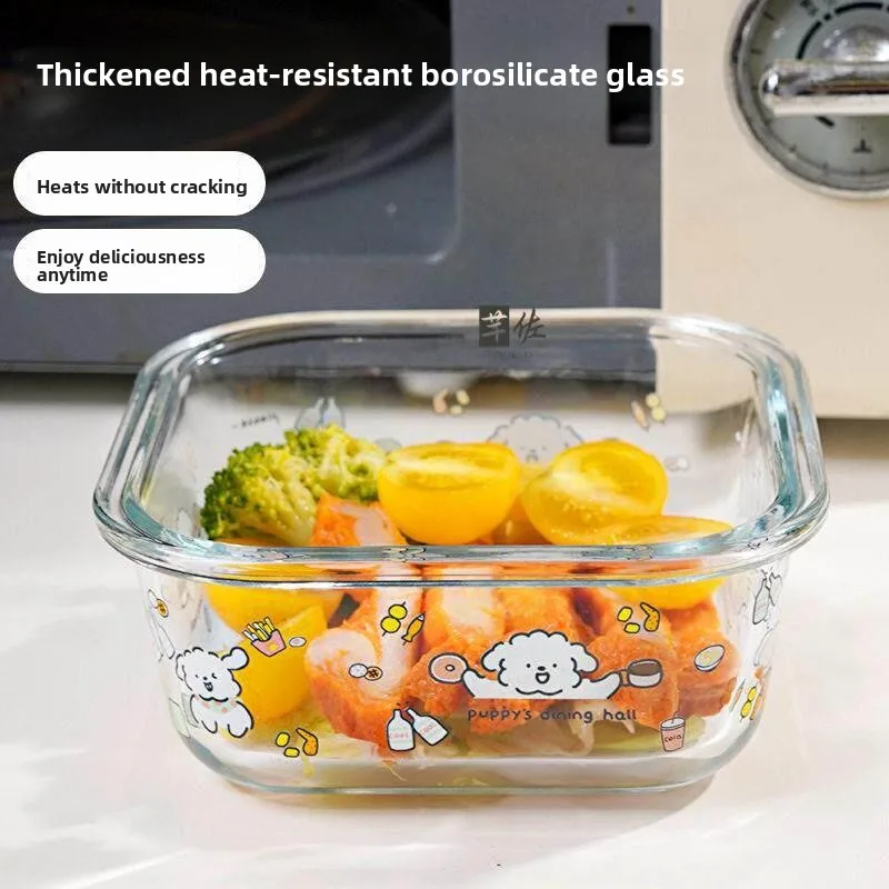 2026 New Glass Lunch Box Freshness Preservation Microwave Oven Refrigerator Special Heating Lunchbox with Rice for Office Wor...