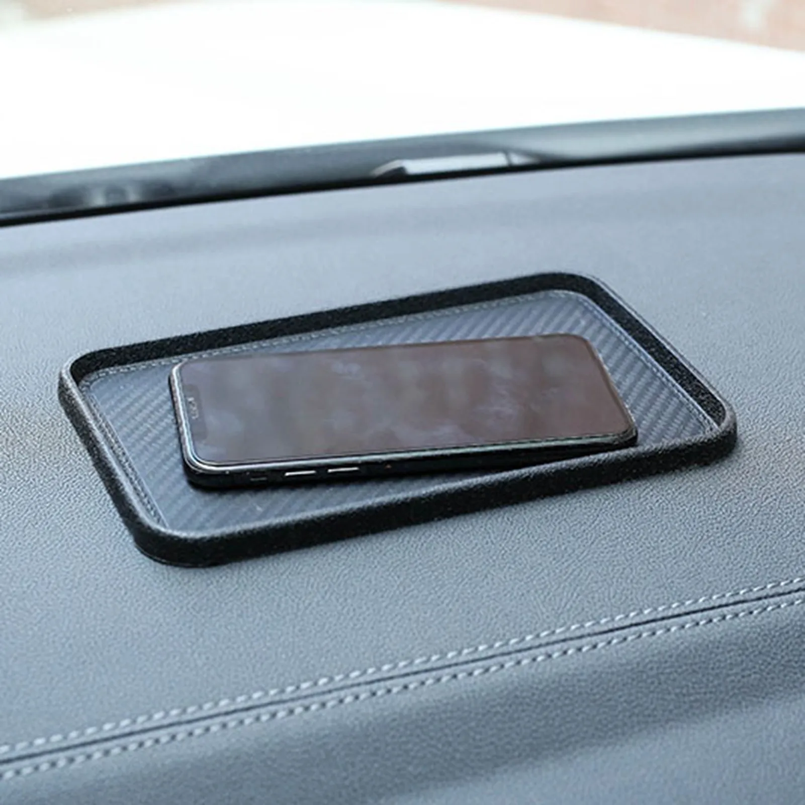 1PC Silicone Anti Slip Dashboard Mat with Phone Holder Tray Universal Car Dash Pad for Cell Phones Keys Coins Sunglasses Heat