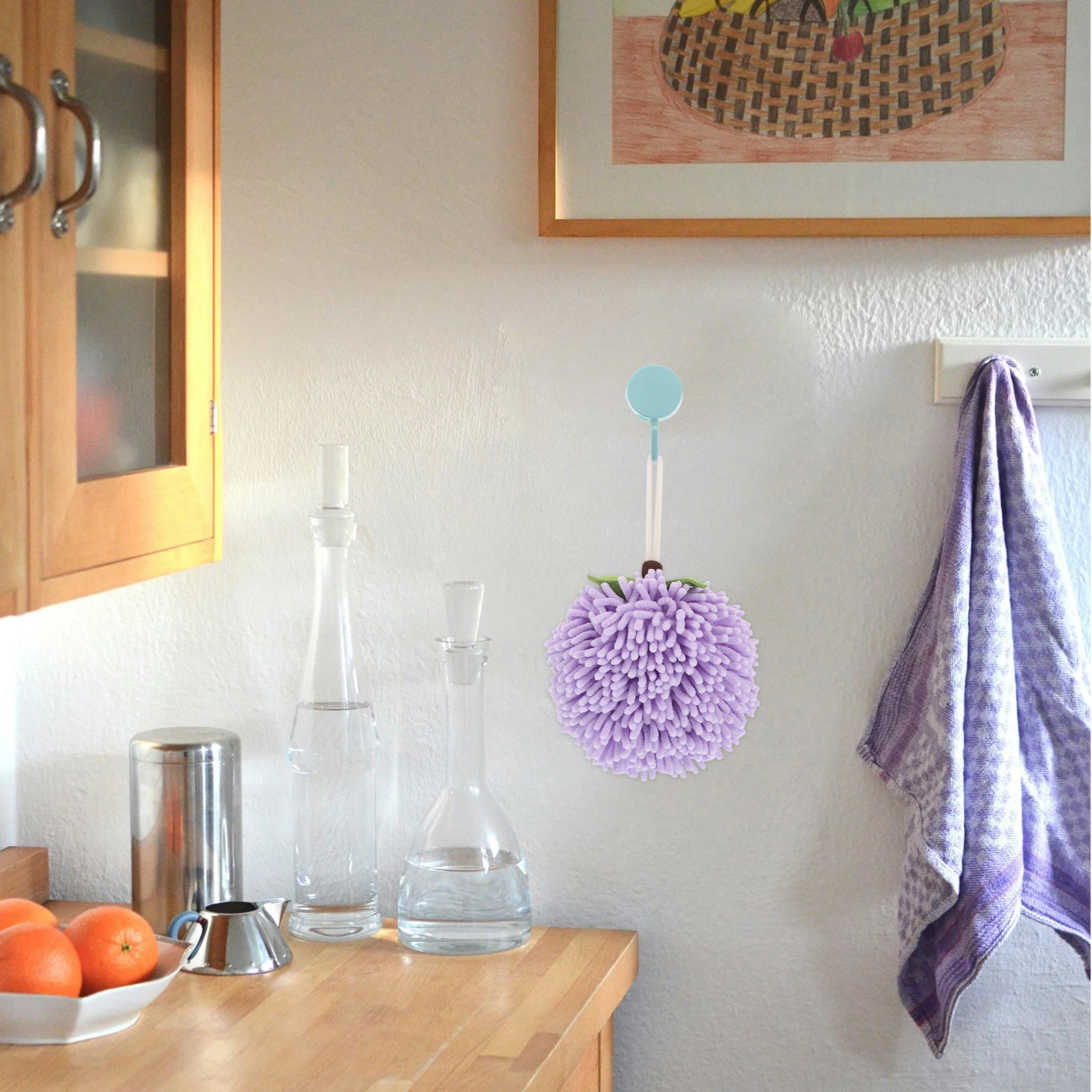 

Soft Chenille Hand Ball For Bathroom Kitchen Quick Drying Towel Hanging Loop Absorbent Funny Wipe Space Saving