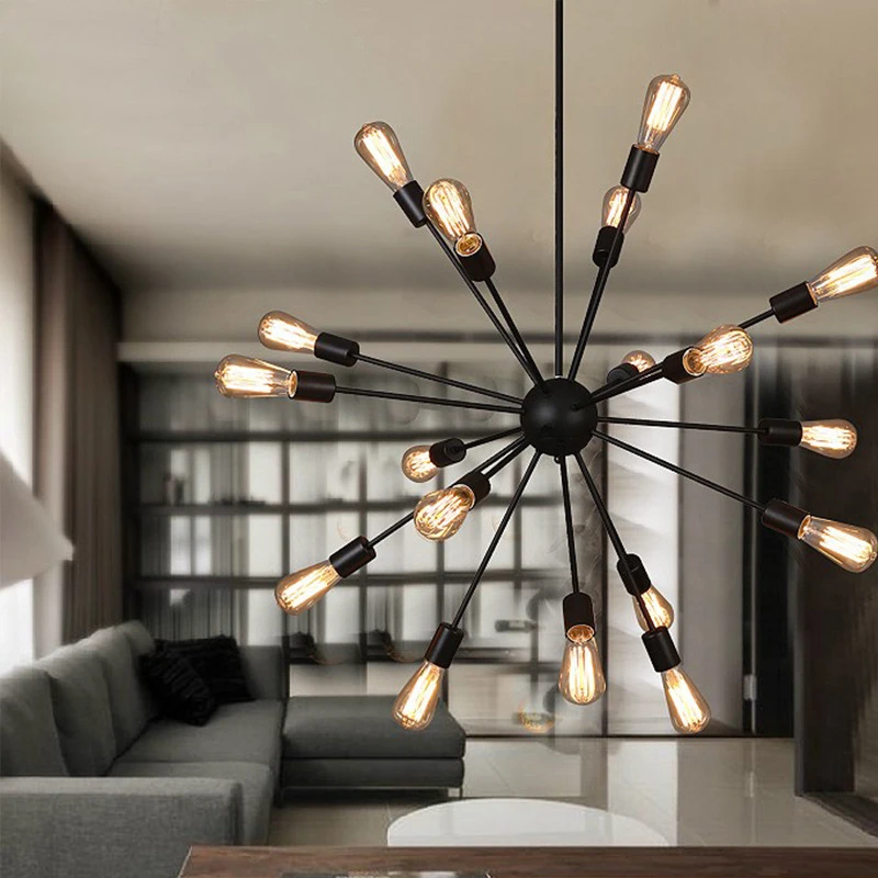 Designer Sputnik Chandelier 8/12/16/18 Heads Loft Retro Vintage Chandelier Dining Room Restaurant Bar Lights Black Chandelier - Image 2