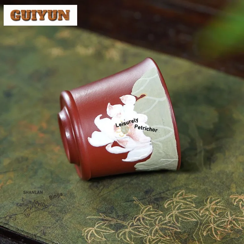 150 مللي Yixing الأرجواني الطين Dahongpao الطين لوتس فنجان الشاي زن وعاء الشاي كوب لطيف الشاي تذوق رائحة كوب Chazhan ماستر أكواب الحرفية #4