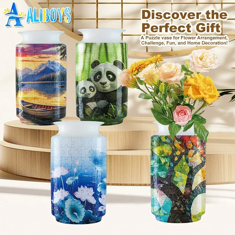 Porcelain Design 3D Flower Vase Puzzle Assembly Brick Home Decoration Educational Toy Arrangement House Warming Wedding Gift