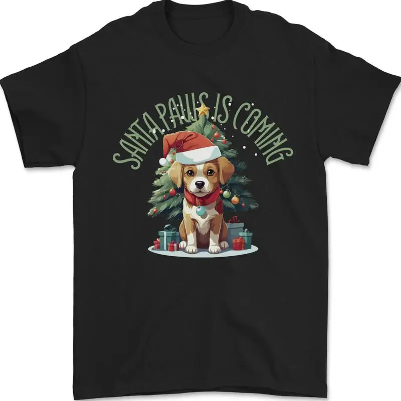 

Santa Paws Comes Funny Dog T-Shirt For Men 100% Cotton