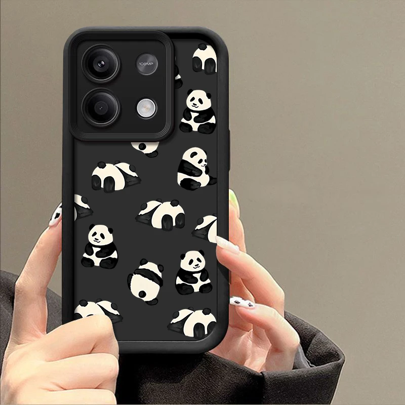 Cute Baby Panda Phone Case For Xiaomi Redmi Note 13 12 11 Pro 5G 4G 11s 10 Poco F6 X6 X5 M6 13T 11T Pro Shockproof Bumper Cover