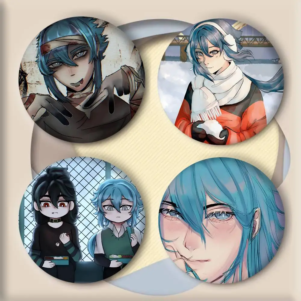 Anime Game The Kid at The B-Back Hyugo Manga Round Laser Badge Cartoon Brooch Clothes Backpack Accessories Lapel