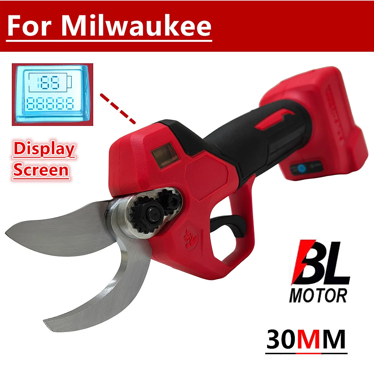 

Brushless Electric Pruning Scissors With LED Display 32MM Cordless Garden Shears Pruner For Milwaukee 18V Battery